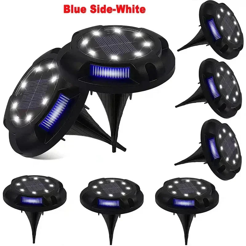 Carvallo GroundGlow 12 Solarbelysning 12 LEDs | Rostfritt stål IP65 | Automatisk skymningssensor | För trädgård, terrass & väg belysning Carvallo