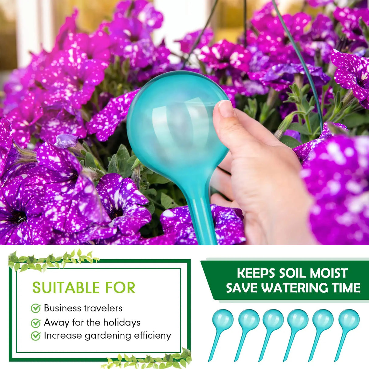 Carvallo växtbevattningskulor | Automatisk droppbevattning | Sparar tid och ansträngning | Genomskinlig PVC Carvallo