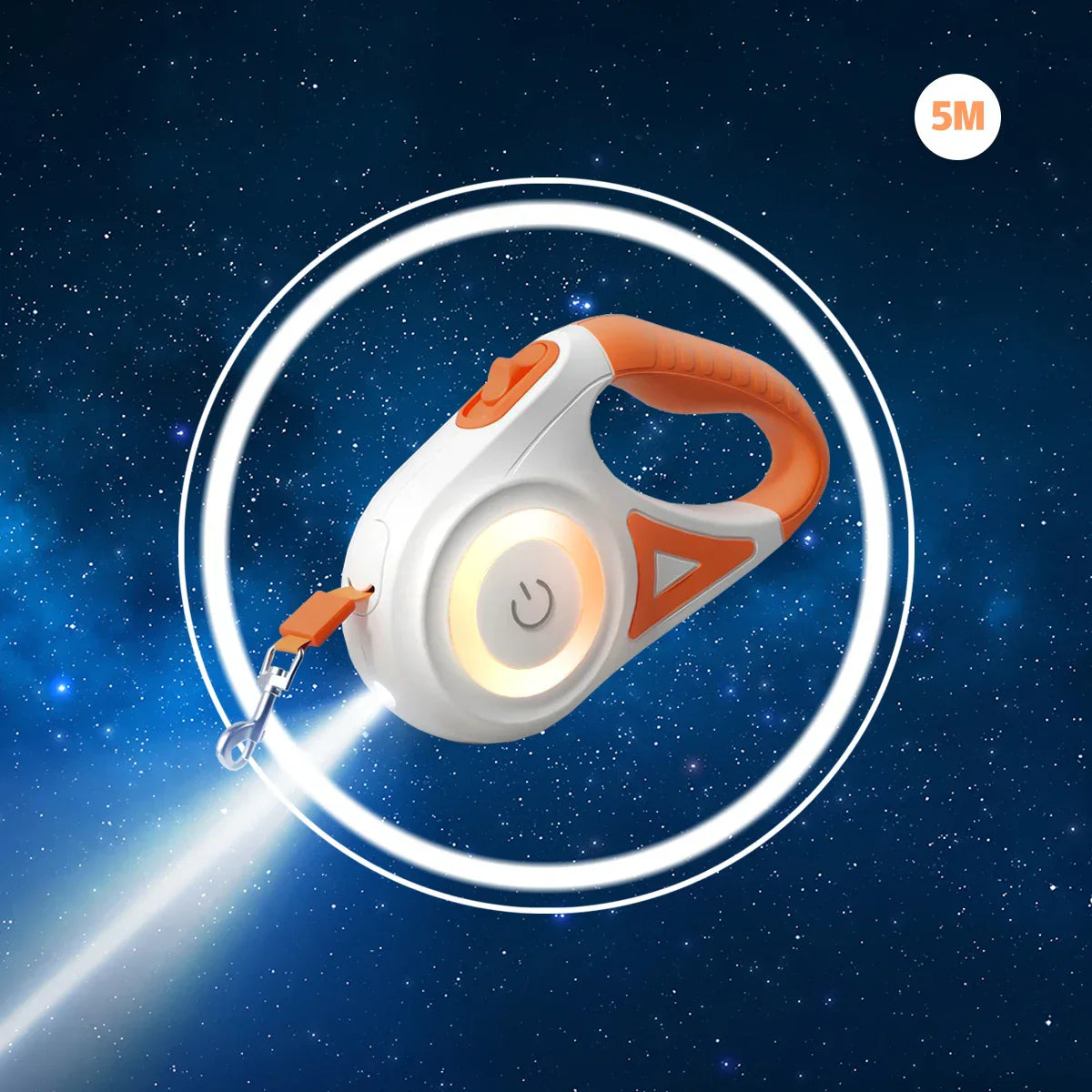 Carvallo Hundeleine LumiLeash FlexiLight | Utdragbar koppel med belysning | 3 m & 5 m längd | För hundar & katter upp till 35 kg Carvallo