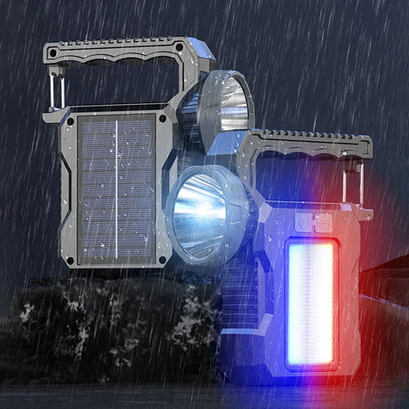 Carvallo OutdoorPro Solarlampa & Sökstrålkastare | COB-Arbetsljus | Uppladdningsbar | Utomhus & Nödsituationer Carvallo