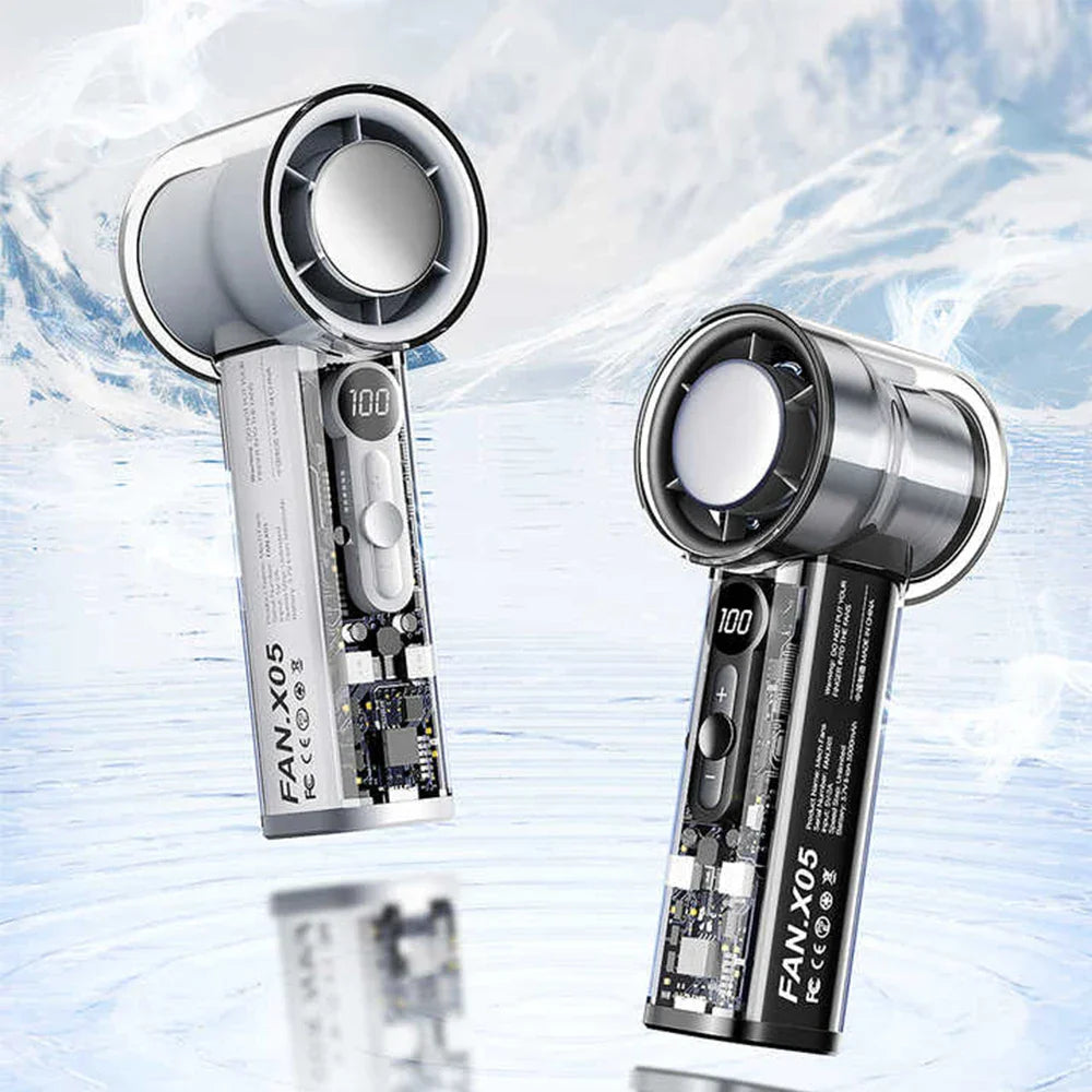 Carvallo IceFlow Mini Handfläkt med halvledarkylteknik | 3000 mAh batteri | Bärbar & Uppladdningsbar | Ultra-tyst & Kraftfull Carvallo