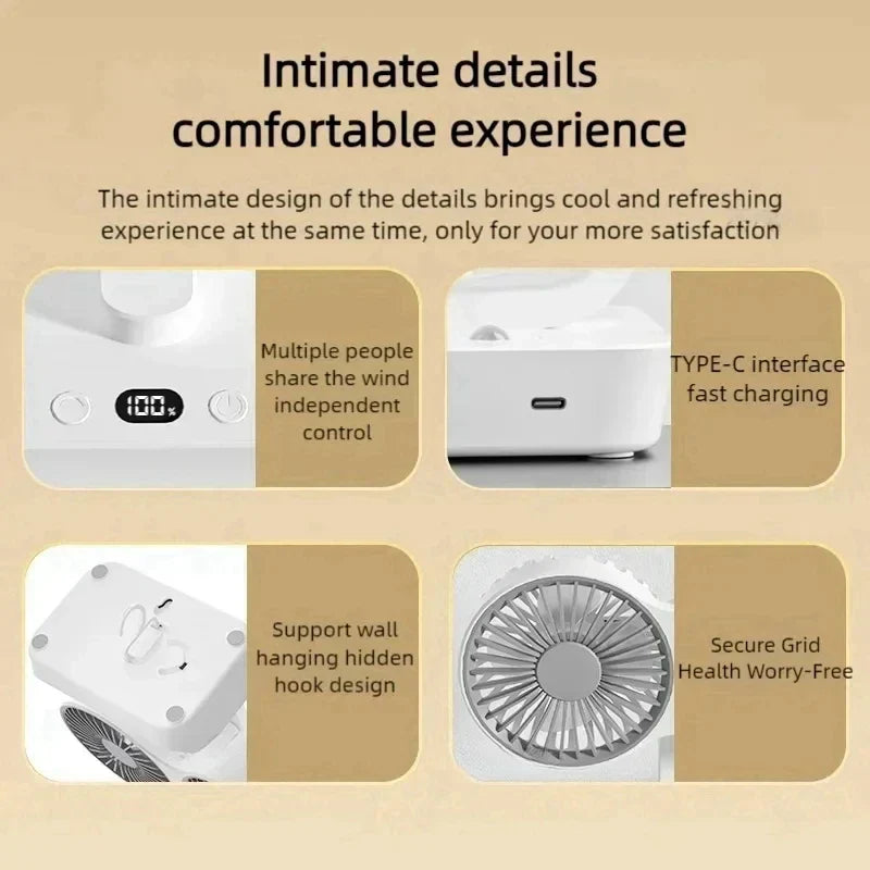 Carvallo Bordsfläkt Trådlös | 8000mAh Batteri | 90° Svängbar & 4-Stegs Vind | LED-Display & USB-Laddning Carvallo