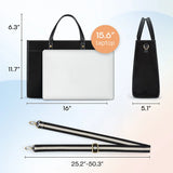 Carvallo Canvas Laptop-väska Dam 15,6 tum | Stor axelväska med fack för kontor, universitet och resor | Stilig handväska med axelremmar och laptopfack Carvallo