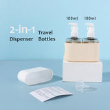 Carvallo Reseflaskor Set 2-i-1 | 100 ml Kombiflaske med tratt & etiketter | För schampo, duschgel, lotion | Läcksäker & TSA-godkänd Carvallo