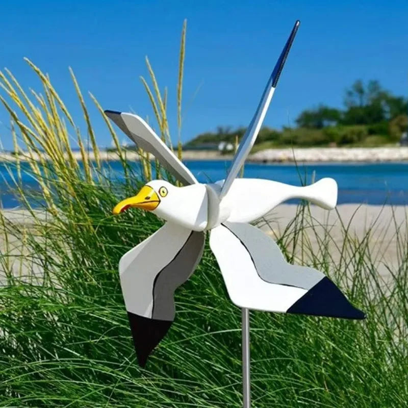 Carvallo-Deko Vindfågel SkyGull | Kreativ Vindspinner med måsdesign | Väderbeständig & höjdjusterbar | 25 cm Figur Carvallo