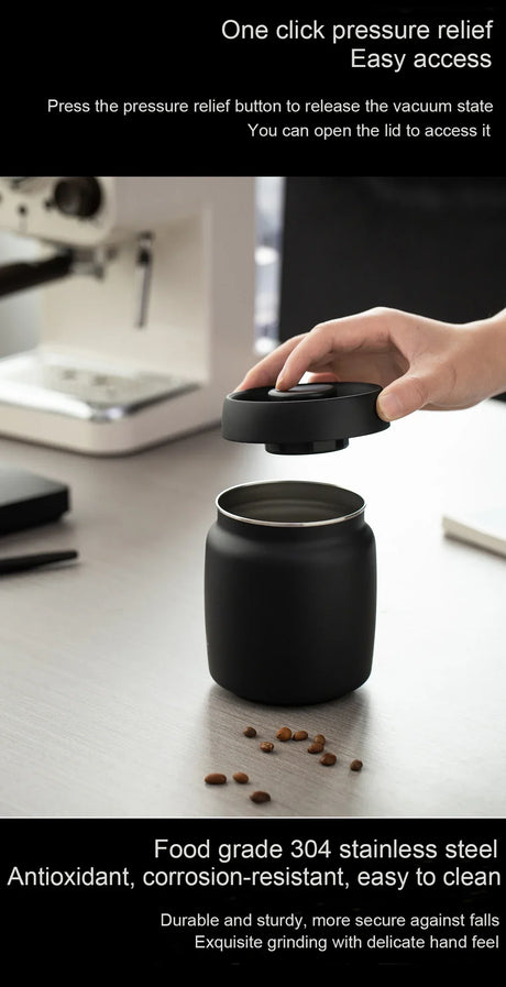 Royallure Stålkontainer med vakuum för kaffe, te och kök Carvallo