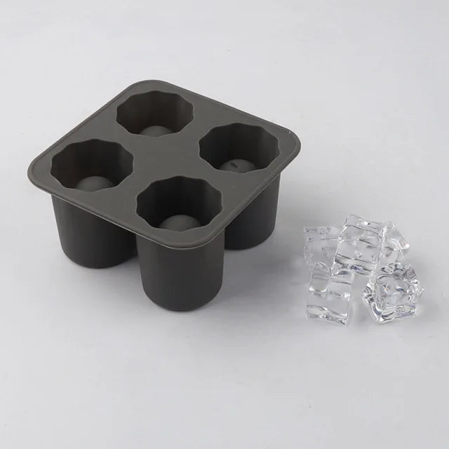 Carvallo silikonkubform i snapsglasdesign | 4-delad isbägareform | Återanvändbar & livsmedelsäker | För cocktail, whiskey & fest Carvallo