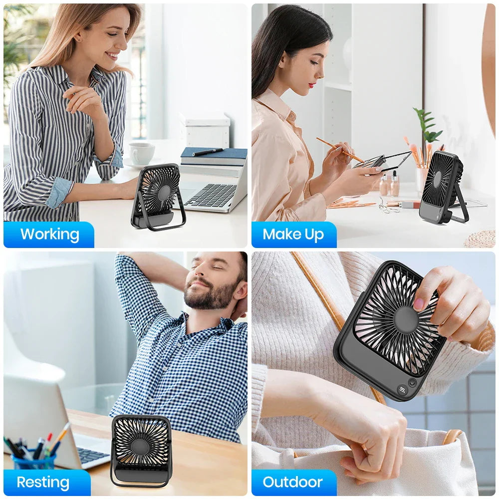 Carvallo Power | Bordsfläkt med powerbank-funktion | 5000mAh batteri | 4 nivåer & ultra tyst Carvallo