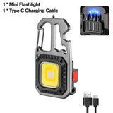 Carvallo Multifunktions-LED-lampa | Mini ficklampa med verktyg, nödhammare & USB-C-laddning | 6 ljusmodi | 500 mAh batteri Carvallo