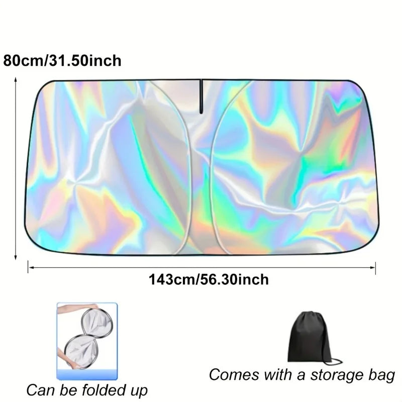 Carvallo Fällbart Bilsolskydd | Värmeskydd med Lasereffekt | UV-blocker för vindrutan | Reflekterande & Kompakt Carvallo