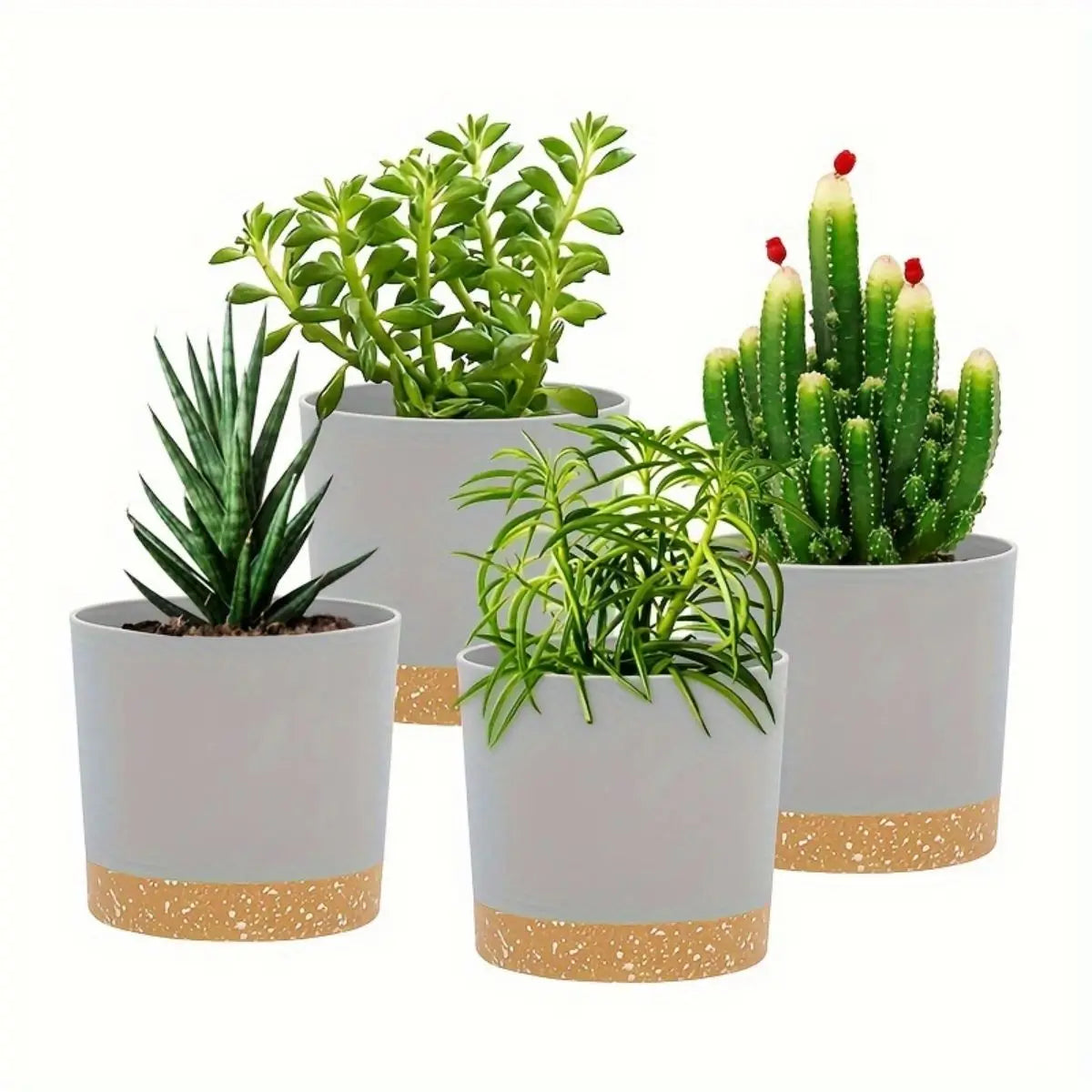 Carvallo Planter med Avtagbart Botten | Andningsbar Blomkruka | Självvattnande & Korrosionsbeständig | 4-pack Carvallo