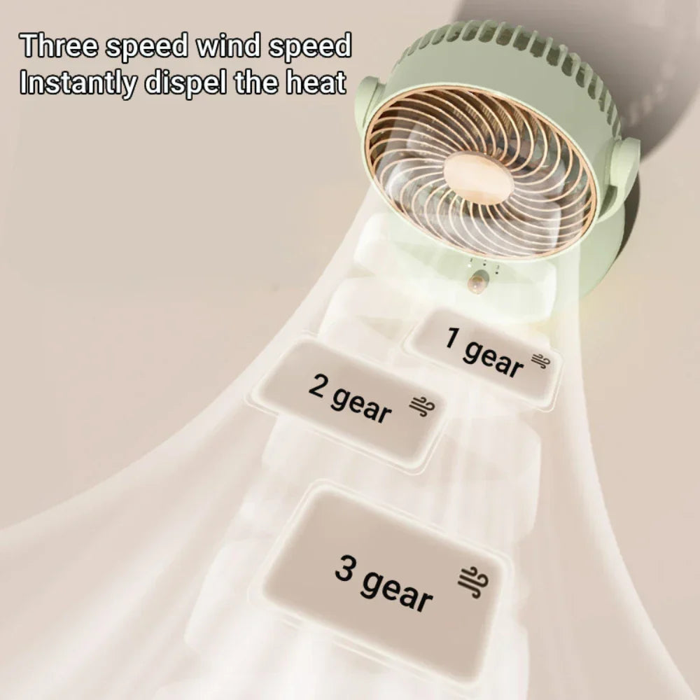 Carvallo Bordfläkt med 360° rotation | USB-fläkt med 3 hastigheter & batteri | Tyst & kompakt | För kontor, sovrum & hem Carvallo