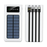 Carvallo Solar Powerbank | 10.000/20.000 mAh | Snabbladdningsfunktion & 4 integrerade kablar | För iPhone, Samsung, Huawei & mer Carvallo