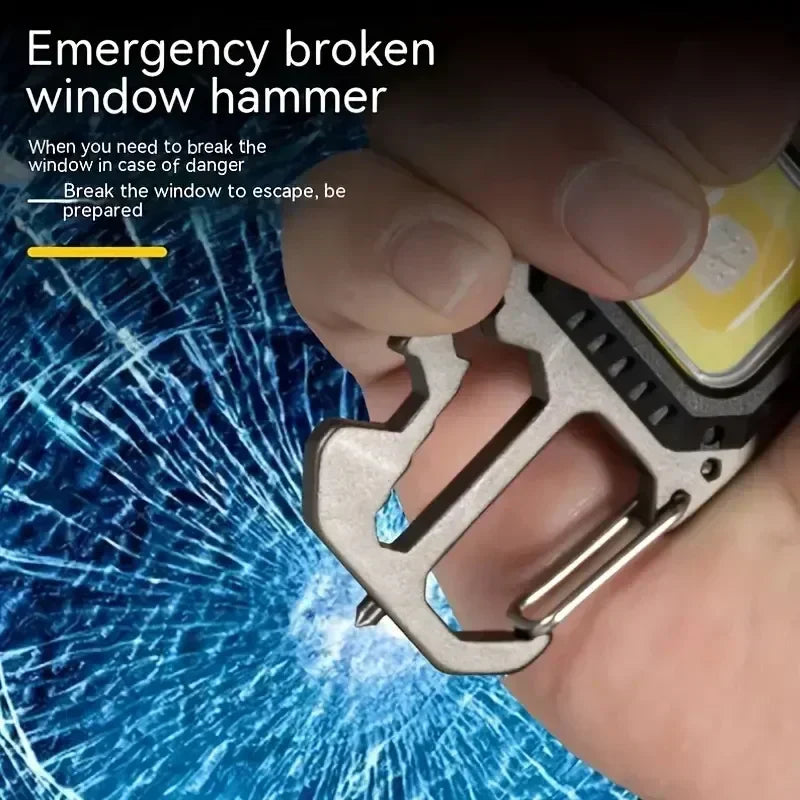 Carvallo Multifunktions-LED-lampa | Mini ficklampa med verktyg, nödhammare & USB-C-laddning | 6 ljusmodi | 500 mAh batteri Carvallo