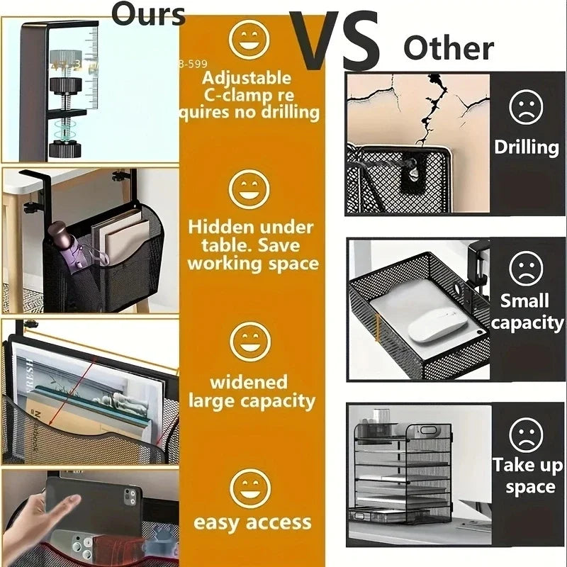 Carvallo-låda Clampix | För fastsättning utan borrning | Sidoskåp i metall | 2 storlekar | För kontor & hemma kontor Carvallo