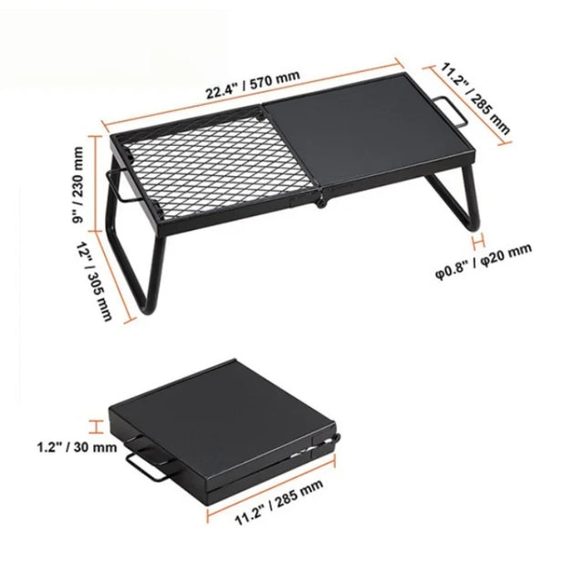 Carvallo Fold Fällbar Grillgaller | Bärbar Rostfritt Stål-Grillställning | För BBQ, Camping & Utomhus | 32 × 21 × 16 cm Carvallo