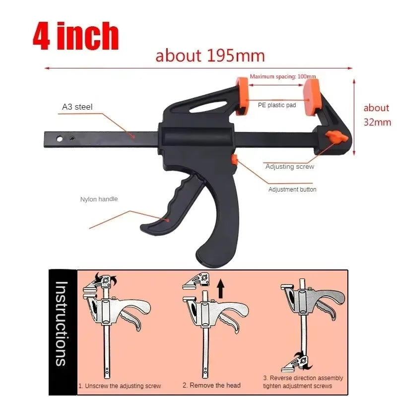 Carvallo Mini F-skruvklämma för träarbeten | Snabbspänningsklämma med spärrmekanism | 1 styck – Kompakt & robust Carvallo