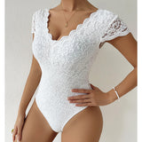 Dam Bodysuit Figurformande Spetsdetaljer Polyester Hemnix