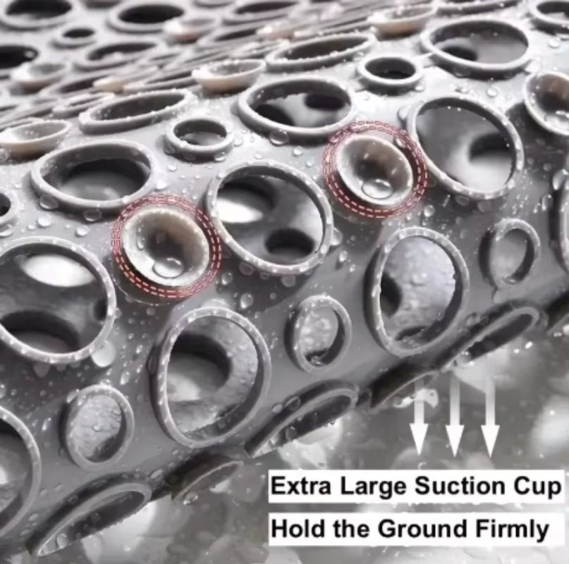 Royallure rektangulär PVC halkskydds-duschmatta – avloppshål badsäkerhet, hållbart grepp Carvallo