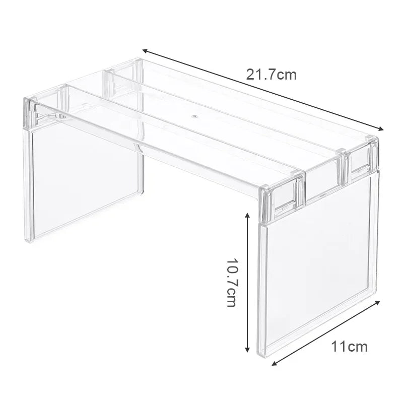 Carvallo-Organizer ClearStack Duo | Transparent hyllavdelare | Platsbesparande förvaringshylla | 14,7×11,1×10,7 cm / 21,7×11,1×10,7 cm Carvallo
