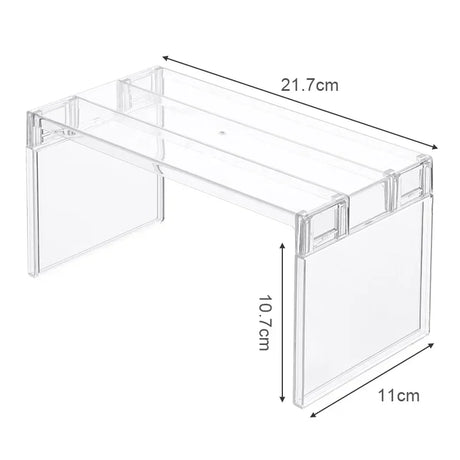 Carvallo-Organizer ClearStack Duo | Transparent hyllavdelare | Platsbesparande förvaringshylla | 14,7×11,1×10,7 cm / 21,7×11,1×10,7 cm Carvallo