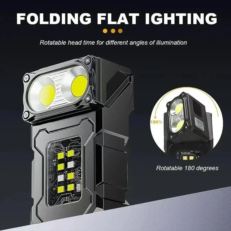 Carvallo Mini-LED-ficklampa med magnetfot & powerbank-funktion | USB-C laddningsbar | COB-nödbelysning för camping & utomhus Carvallo