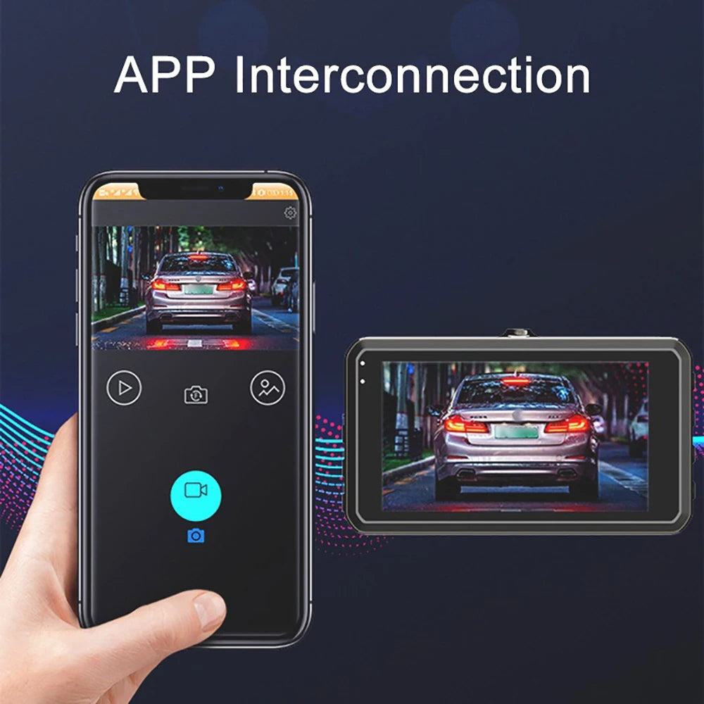 1080P WiFi Dubbelkamera Dash Cam – Främre & Inuti Bilkamera med IR Nattvision & Loopinspelning Carvallo