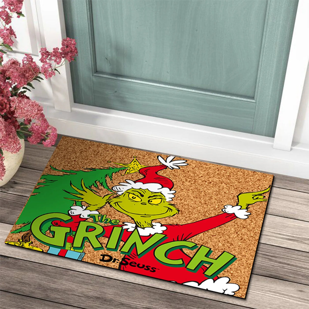 Julmatta med Grinch-design - Ett glatt välkomnande för helgerna Carvallo