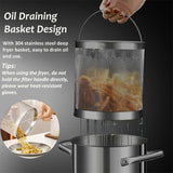 Carvallo FryMaster Rostfri Fritöskastrull 3 L med Sil & Lock | Tempura-fritös med Tång Carvallo