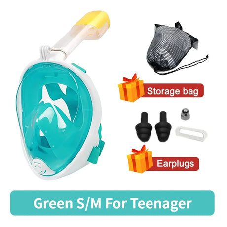Carvallo Snorkelmask Helansikte | 180° Panorama View | Anti-dimma & läcksäker | För barn, ungdomar & vuxna Carvallo