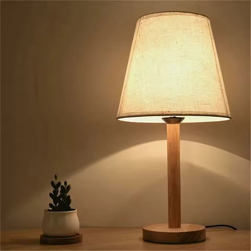 Royallure Trä Bordslampa Bas med E27 Fäste & På/Av Switch för Hemljus Carvallo