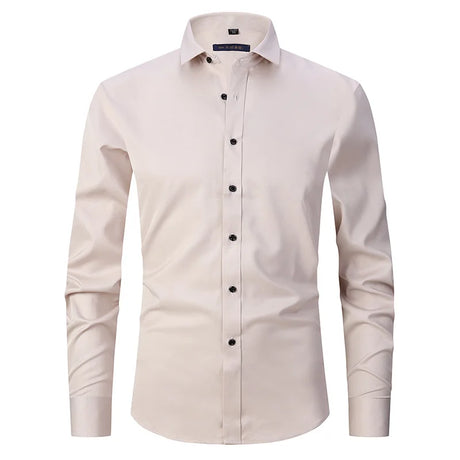 Slim Fit Business-skjorta för män-Hemnix-Beige-38-Hemnix