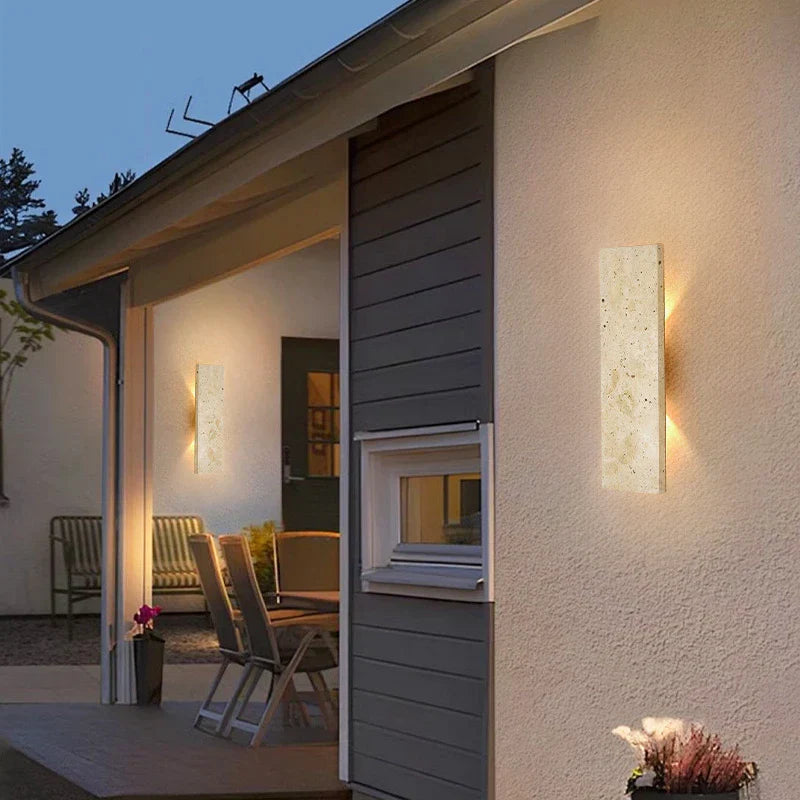 Utomhus vattentät LED-vägglampa med design av natursten – Mångsidig sconce-lampa för inomhus- och utomhusbruk Carvallo