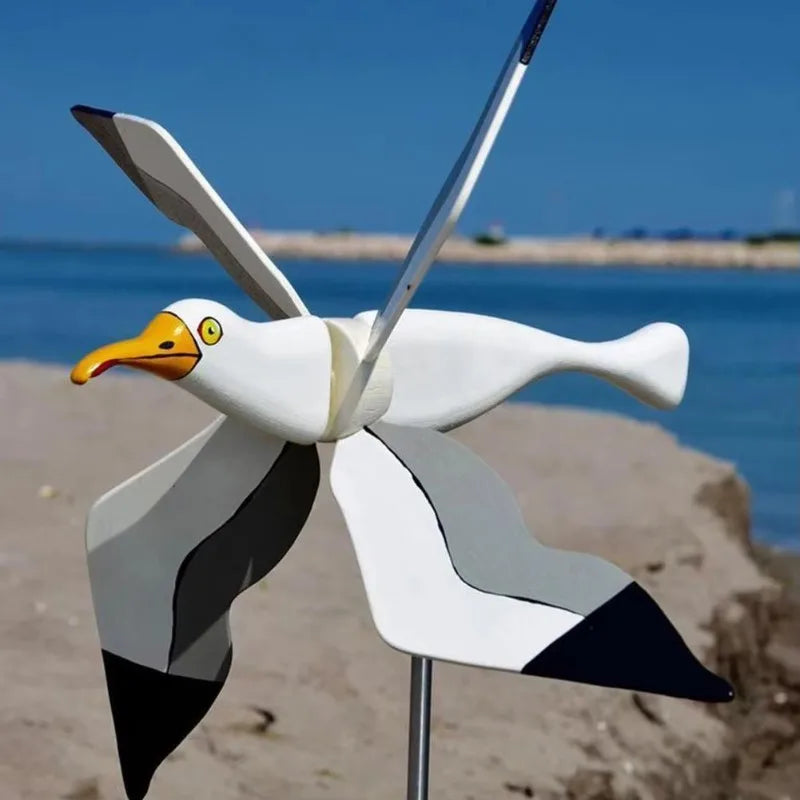 Carvallo-Deko Vindfågel SkyGull | Kreativ Vindspinner med måsdesign | Väderbeständig & höjdjusterbar | 25 cm Figur Carvallo