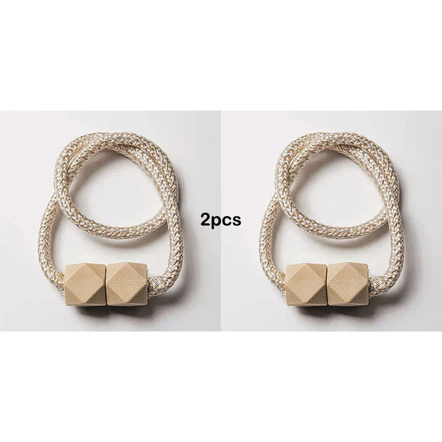 Carvallo gardinstång med magnet | 2-pack | Tjock rep-design & Stark grepp | För vardagsrum, sovrum & kök Carvallo