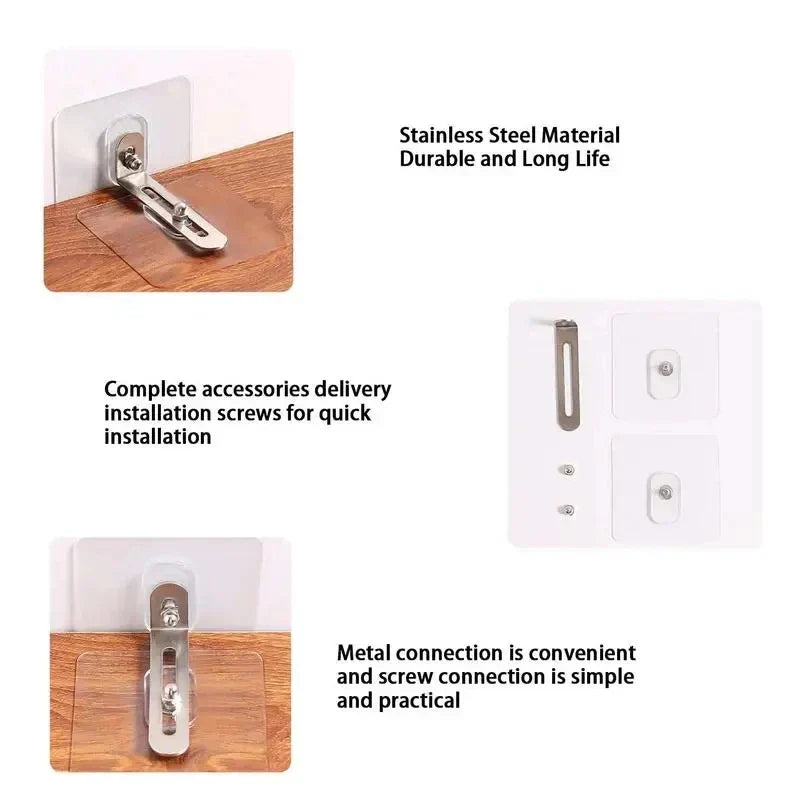 Carvallo Anti-Kipp Fäste Set 4-delat | Justerbar & Självhäftande | För hyllor, skåp & byråer Carvallo