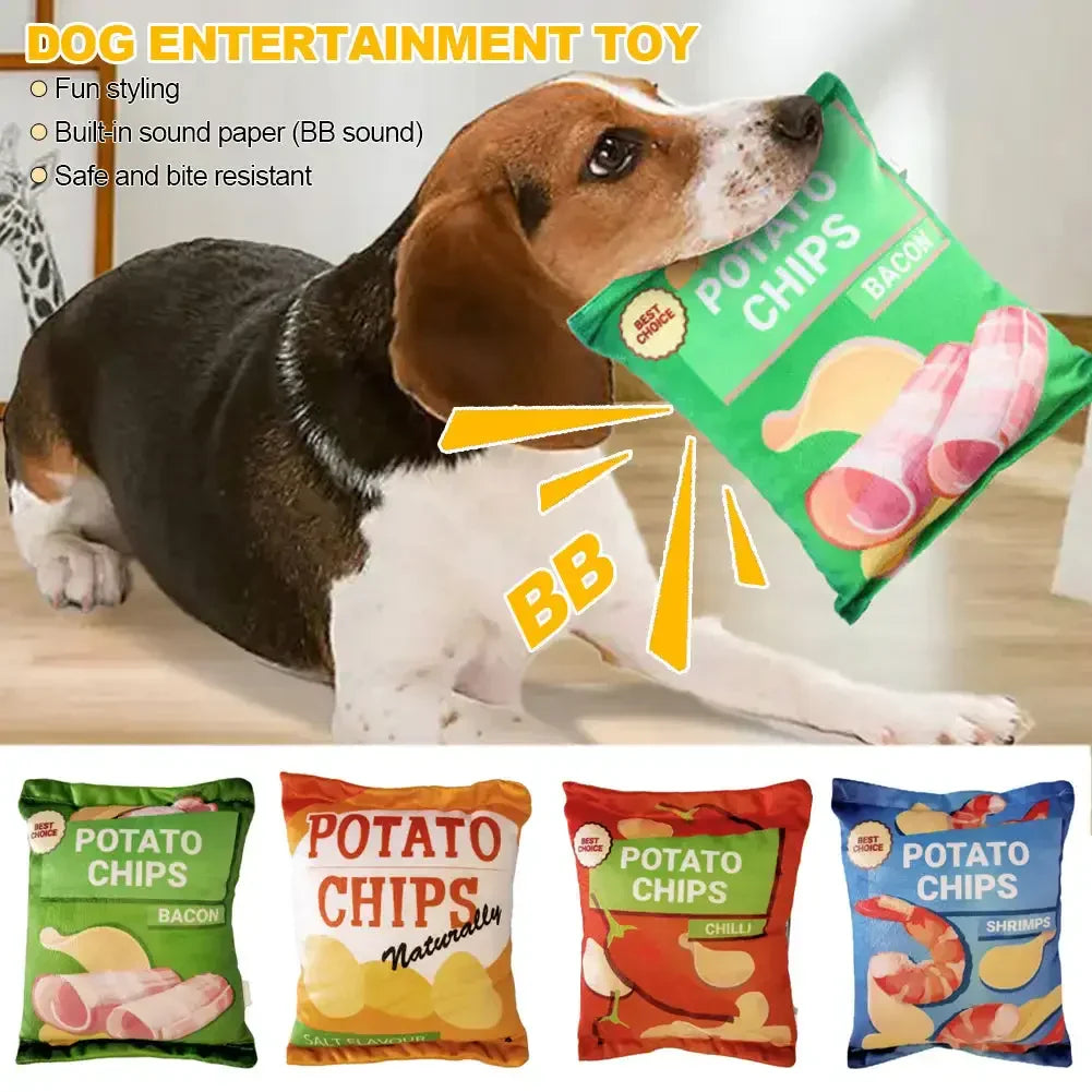 Carvallo | Roligt knastrande leksak för hundar | Potatischips-design | Plysch & Squeak-funktion | För små & medelstora hundar Carvallo