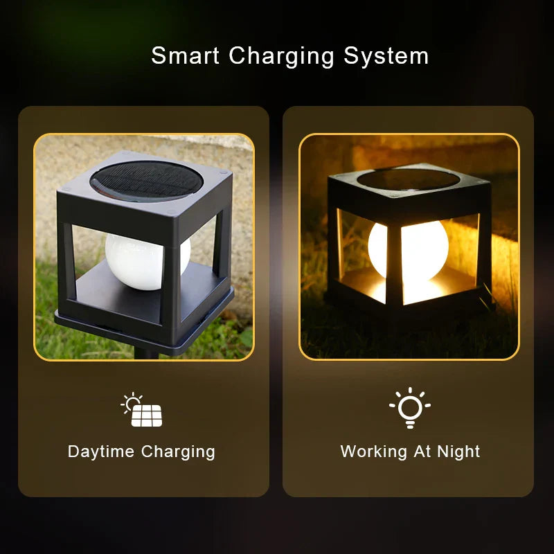 Carvallo Postlampa LumiPillar Eco | Vattentät & Trådlös | 8 Timmars Belysning | För Trädgård, Porter & Träpkant Carvallo