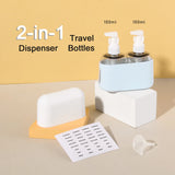 Carvallo Reseflaskor Set 2-i-1 | 100 ml Kombiflaske med tratt & etiketter | För schampo, duschgel, lotion | Läcksäker & TSA-godkänd Carvallo