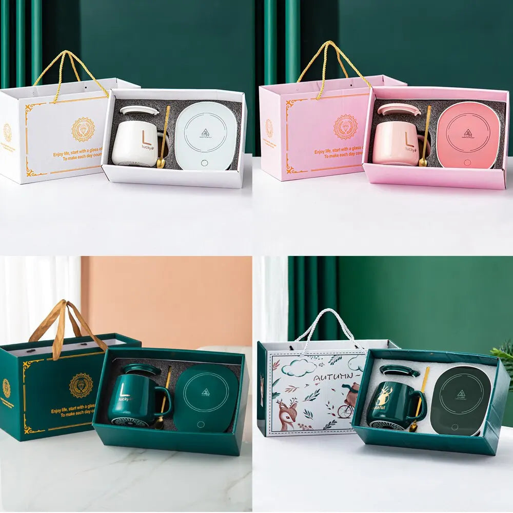 Innovativt set med uppvärmda muggar – Keramisk kopp med Smart Warming Coaster MILA Sverige