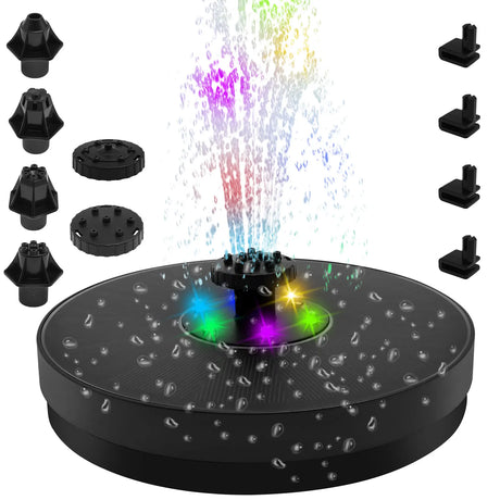 Carvallo Solar Spring | 3W Solbrunn med LED Färgspel | Upp till 60 cm Fontänhöjd | 7 Düsenaufsätze Carvallo