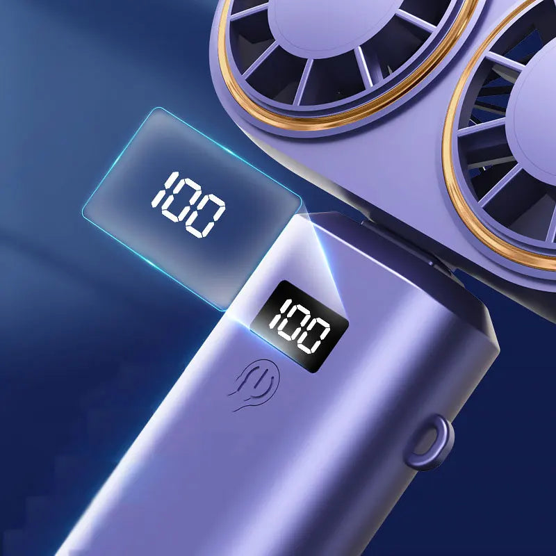 Carvallo Go Dubbel-Turbo Fällfläkt | 5 Hastigheter | USB-Laddning | Bärbar Handfläkt för Sommar & Resor Carvallo