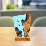 OceanGlow - LED Havdykare Bordslampa – Epoxy Trälamps med Maritim Design Carvallo