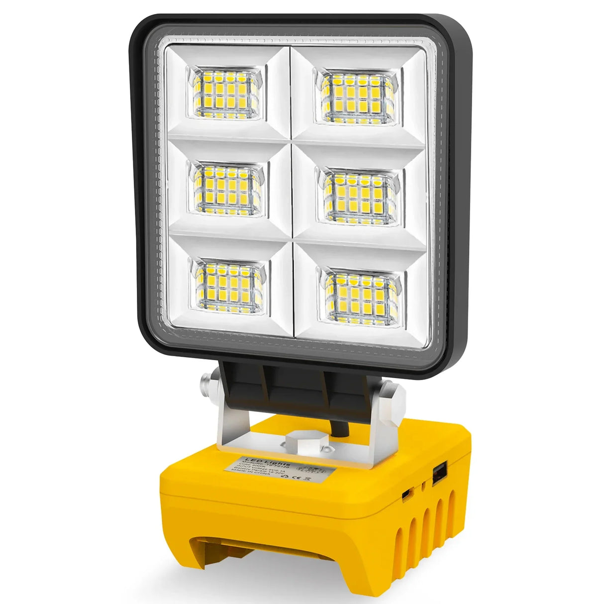 Carvallo 48 LED Arbetsljus | 48W Batteribygglampa | 5200 Lumen | USB-C Laddport | För DeWalt-batterier (utan batteri) Carvallo