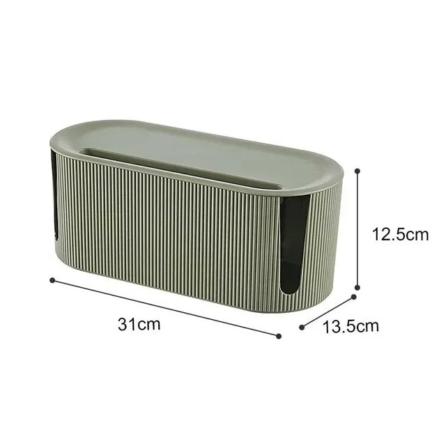 Carvallo kabelhanteringslåda 31×13,5×12,5 cm | Med lock & ventilation | För vägguttag, Wi-Fi-router & laddkablar Carvallo