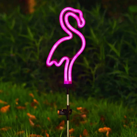 Carvallo NaturDécor Solar-Neon-Trädgårdslampa Kaktus & Flamingo | LED Jordspett IP65 Vattentät Carvallo