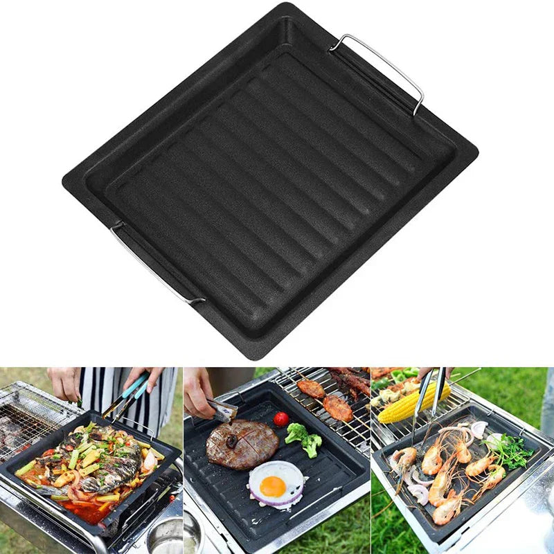 Carvallo Gusseiserne Grillplatte Vändplatta | För Gasgrill & Spis | 25 × 30 cm | För Pizza, Kött, Grönsaker & Fisk Carvallo