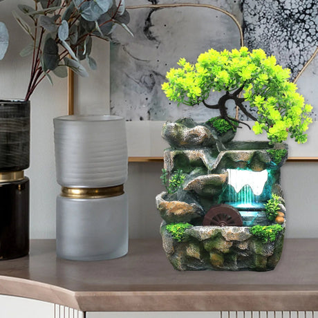 Carvallo – LED-vattenfontän med naturlig Rock and Tree Design Carvallo