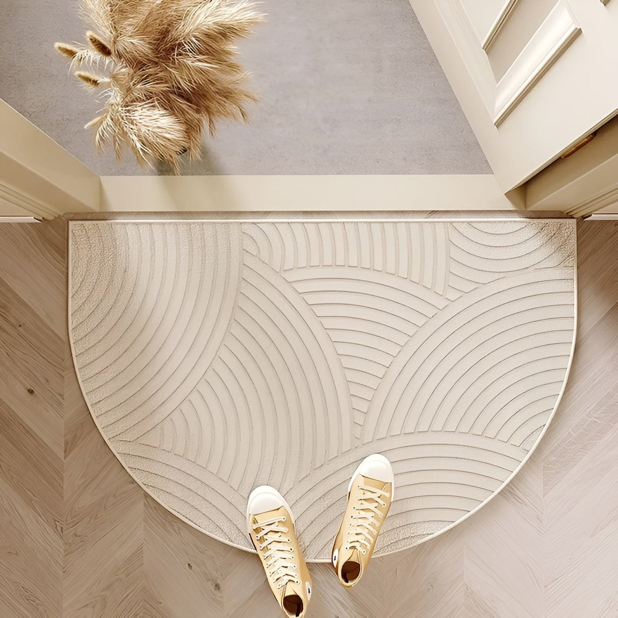 Halvkrets dörrmatta – Halkfri och dekorativ | För inomhus- och utomhusbruk, hall och vardagsrum Carvallo