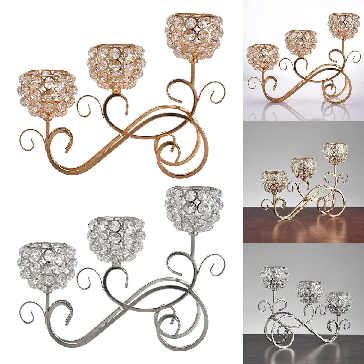 Carvallo - Trearmad ljusstake med böjd design för bordsdekoration Carvallo